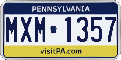 PA license plate MXM1357