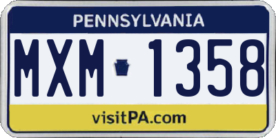 PA license plate MXM1358