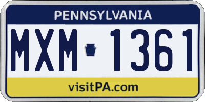 PA license plate MXM1361