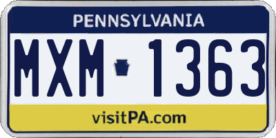 PA license plate MXM1363