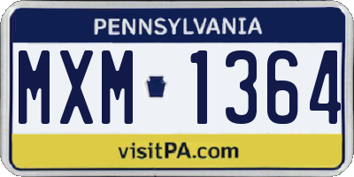 PA license plate MXM1364