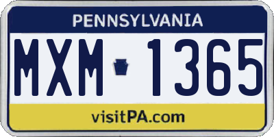 PA license plate MXM1365