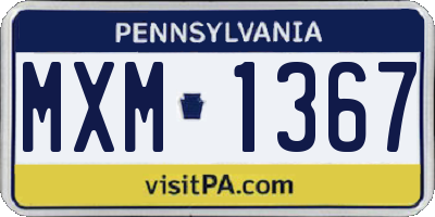PA license plate MXM1367