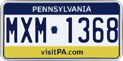 PA license plate MXM1368