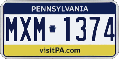 PA license plate MXM1374