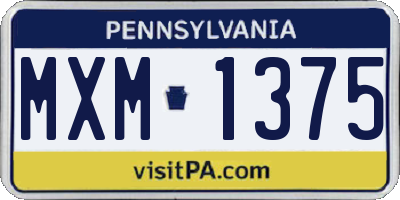 PA license plate MXM1375