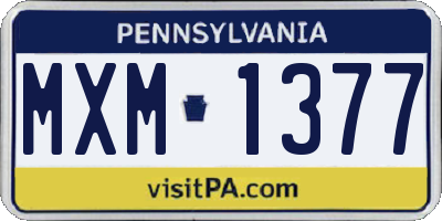 PA license plate MXM1377