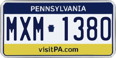PA license plate MXM1380