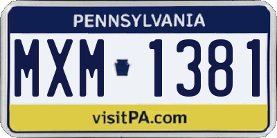 PA license plate MXM1381