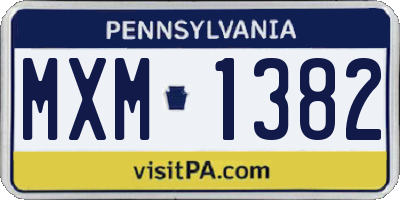 PA license plate MXM1382