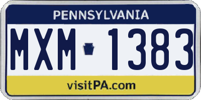 PA license plate MXM1383
