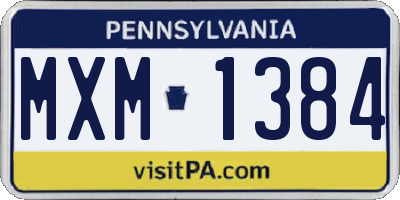 PA license plate MXM1384