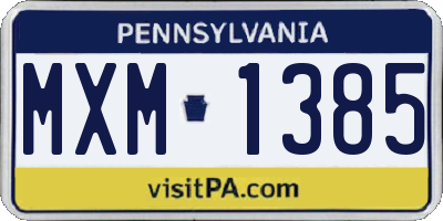 PA license plate MXM1385