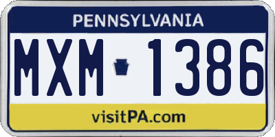 PA license plate MXM1386