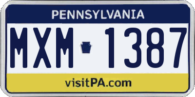 PA license plate MXM1387