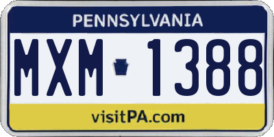 PA license plate MXM1388