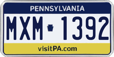 PA license plate MXM1392