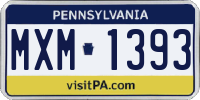 PA license plate MXM1393