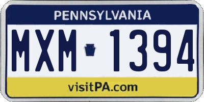 PA license plate MXM1394