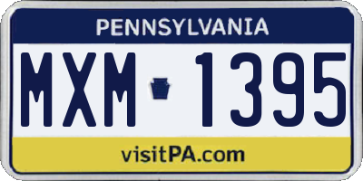 PA license plate MXM1395