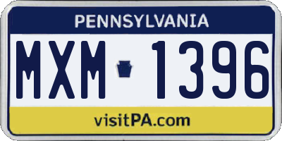 PA license plate MXM1396