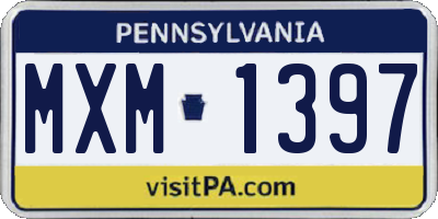 PA license plate MXM1397
