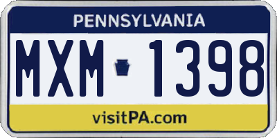 PA license plate MXM1398