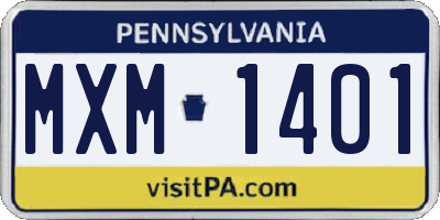 PA license plate MXM1401