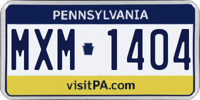 PA license plate MXM1404