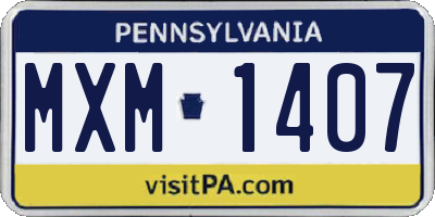 PA license plate MXM1407