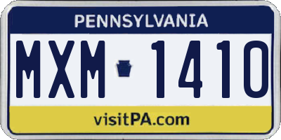PA license plate MXM1410