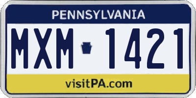 PA license plate MXM1421