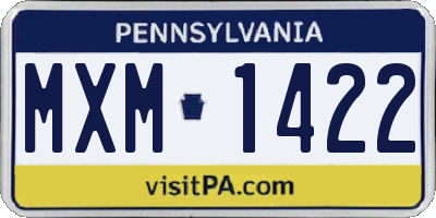 PA license plate MXM1422