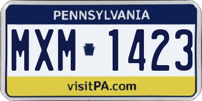 PA license plate MXM1423