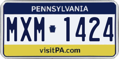 PA license plate MXM1424