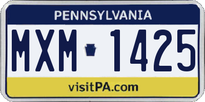 PA license plate MXM1425