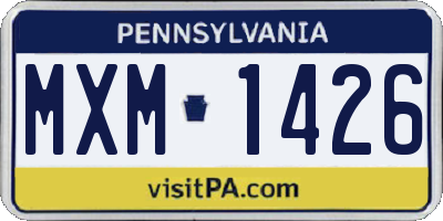 PA license plate MXM1426