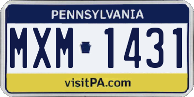 PA license plate MXM1431