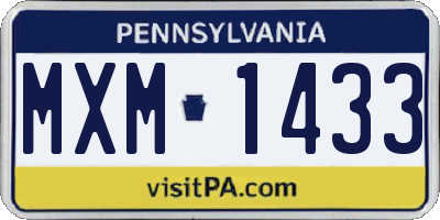 PA license plate MXM1433