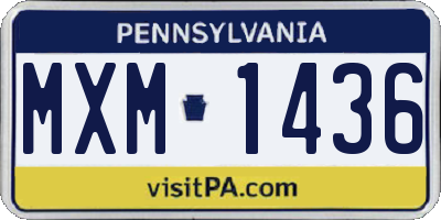 PA license plate MXM1436