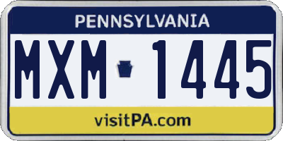 PA license plate MXM1445