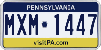PA license plate MXM1447