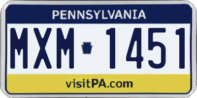 PA license plate MXM1451