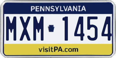 PA license plate MXM1454