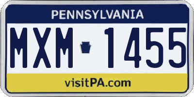 PA license plate MXM1455