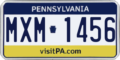 PA license plate MXM1456