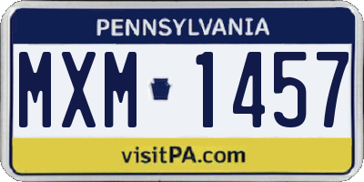 PA license plate MXM1457