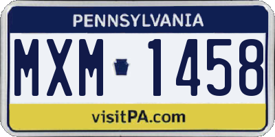 PA license plate MXM1458
