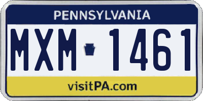 PA license plate MXM1461