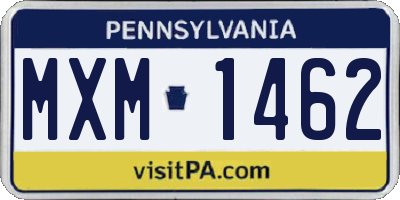 PA license plate MXM1462